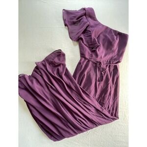 Lulus Made With Love Maxi Dress Women's XS Plum Purple Ruffled Lace Zip Up Back